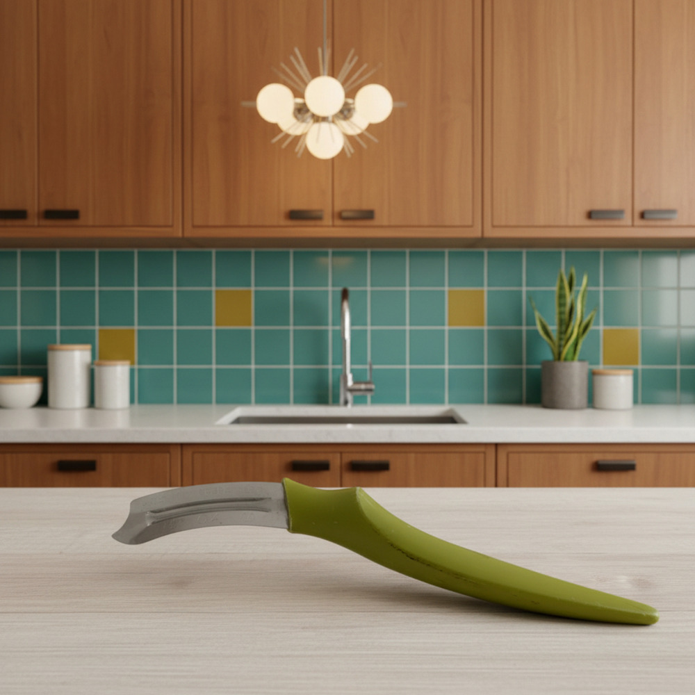 Vtg 1970's INOX Vegetable Peeler Avocado Green Handle 6.5” France Mid Century